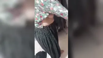 Curvy Aunty Revealing Her Fair Round Breasts To Him Slowly