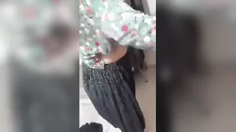 Curvy Aunty Revealing Her Fair Round Breasts To Him Slowly