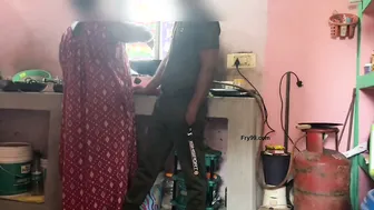 Getting Intimate With Sexy Aunty In Kitchen While Cooking Together