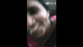 Aunty In Sari On Her Knees Giving Sloppy Wet Blowjob At Home