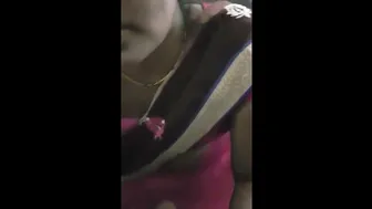 Aunty In Sari On Her Knees Giving Sloppy Wet Blowjob At Home