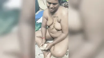 Tamil Prostitute Counting Her Money Completely Naked After Client