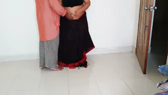 Married Aunty Stripping Her Saree While Neighbor Watches And Fucks