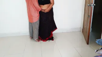 Married Aunty Stripping Her Saree While Neighbor Watches And Fucks