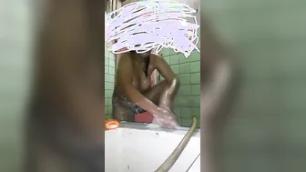 Busty Aunty Filming Herself Naked In The Shower Getting Wet