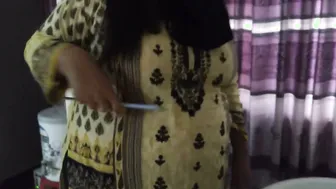 Neighbor Boy Fucking Horny Aunty While She Combs Her Long Hair