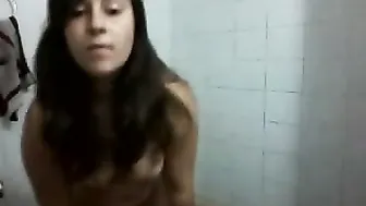 Busty Aunty Recording Herself Bathing And Playing With Boobs