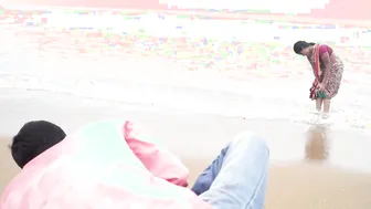 Wet Indian Aunty Secretly Filmed At Beach Showing Off Curves