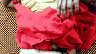 Stepaunty Wearing Red Saree Getting Fucked By Young Boyfriend