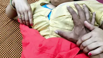 Stepaunty Wearing Red Saree Getting Fucked By Young Boyfriend