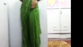 Saree Clad Married Woman Dancing Seductively Pressed To Wall