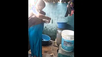 Married Woman Bathing Nude Washing Body Before Husband Arrives