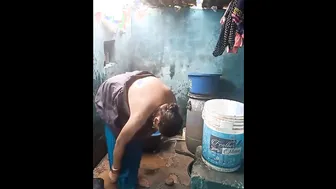 Married Woman Bathing Nude Washing Body Before Husband Arrives