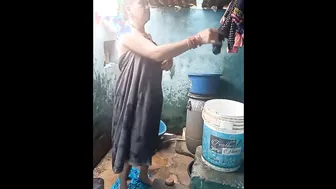 Married Woman Bathing Nude Washing Body Before Husband Arrives