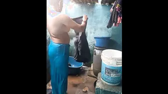 Married Woman Bathing Nude Washing Body Before Husband Arrives