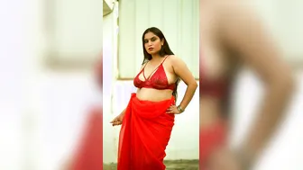 Hot Aunty Teasing With Red Bra Before Revealing Her Dark Tips