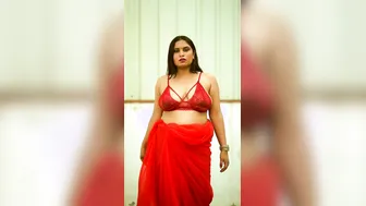 Hot Aunty Teasing With Red Bra Before Revealing Her Dark Tips