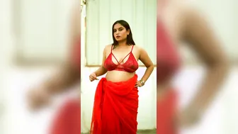 Hot Aunty Teasing With Red Bra Before Revealing Her Dark Tips