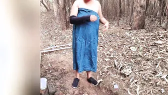 Village Aunty Stripping Naked For Her Outdoor Bath Looking Sexy