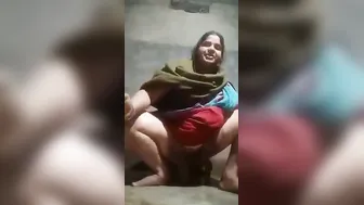 Shy Village Aunty Flashing Her Hairy Pussy Behind Closed Door