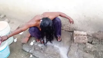 Village Aunty Bathing In Open Caught By Young Guy From Nearby