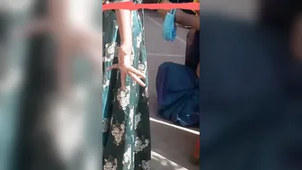 Busty Aunty Teasing In Blue Saree Showing Her Curves And Navel