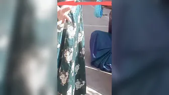 Busty Aunty Teasing In Blue Saree Showing Her Curves And Navel