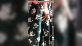 Busty Aunty Teasing In Blue Saree Showing Her Curves And Navel