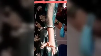 Busty Aunty Teasing In Blue Saree Showing Her Curves And Navel