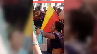 Busty Aunty Teasing In Blue Saree Showing Her Curves And Navel