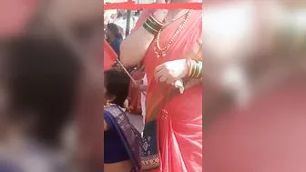 Busty Aunty Teasing In Blue Saree Showing Her Curves And Navel