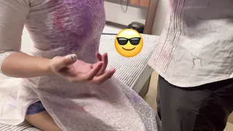 Sexy Stepaunty Celebrating Holi And Getting Pleasured By Him