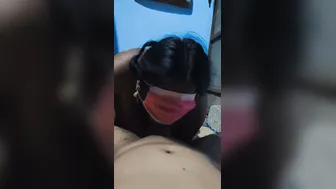 Masked Tamil Aunty Giving Sloppy Blowjob To Secret Lover