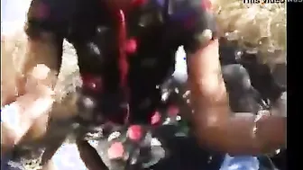 Horny juvenile pair have some outdoor joy in the park