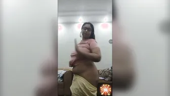 Busty Aunty In Glasses Stripping And Teasing Her Big Boobs