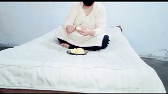 Neighbor Aunty Teasing Him Eating Fruit Getting Naughty