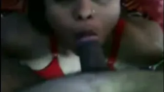 Horny Aunty Giving Sloppy Blowjob To Lover In Private Room