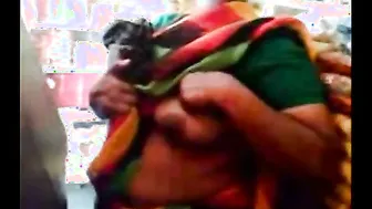 Horny Aunty In Silk Saree Showing Off Curves And Touching Me