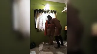 Big Booty Aunty Getting Fucked Hard Standing Against The Wall