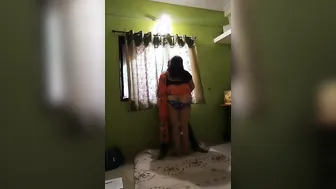Big Booty Aunty Getting Fucked Hard Standing Against The Wall