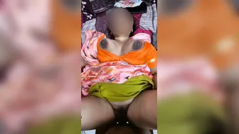 Desi Wife In Orange Saree Getting Tits Sucked Fucked Roughly