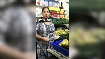 Shopkeeper Aunty Flaunting Her Huge Boobs In Tight Churidhar