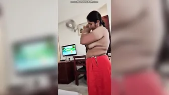 Tamil Aunty Getting Dressed While Lover Secretly Films Her Curves