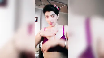 Busty Desi Milf Squeezing Her Heavy Boobs In Pink Bra For You