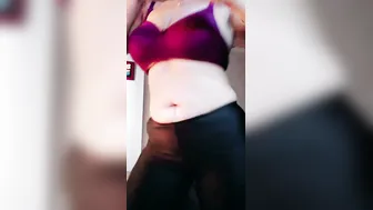 Busty Desi Milf Squeezing Her Heavy Boobs In Pink Bra For You