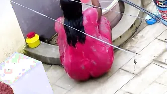 Curvy Aunty Bathing And Teasing In Her Tight Red Nighty Tonight