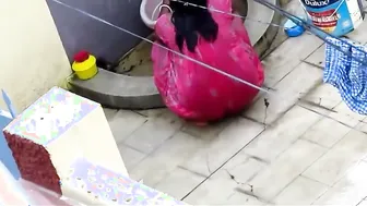 Curvy Aunty Bathing And Teasing In Her Tight Red Nighty Tonight