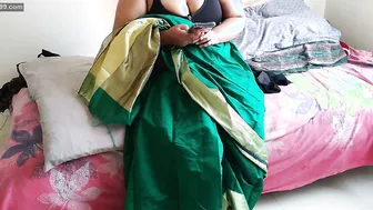 Telugu Aunty In Green Saree Riding Neighbor Watching Porn Hard