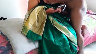 Telugu Aunty In Green Saree Riding Neighbor Watching Porn Hard