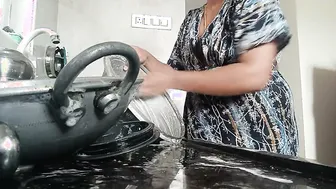 Desi Aunty Cleaning Kitchen Naked Gets Taken On The Counter